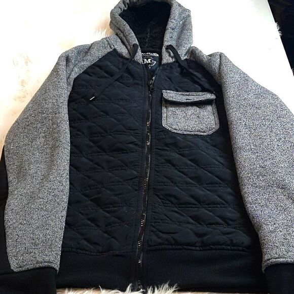 MACHINE 71 Mens‎ Black /Gray Fleece Jacket S - Picture 1 of 7